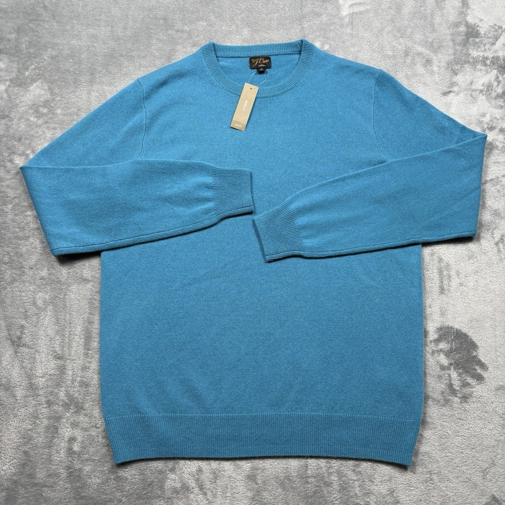 J.Crew 100% Cashmere Crewneck Sweater Blue Men's Medium BE895 NWT